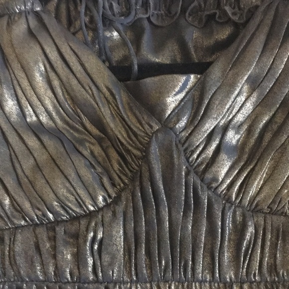 Shimmery metallic black and gold halter dress - Picture 3 of 6